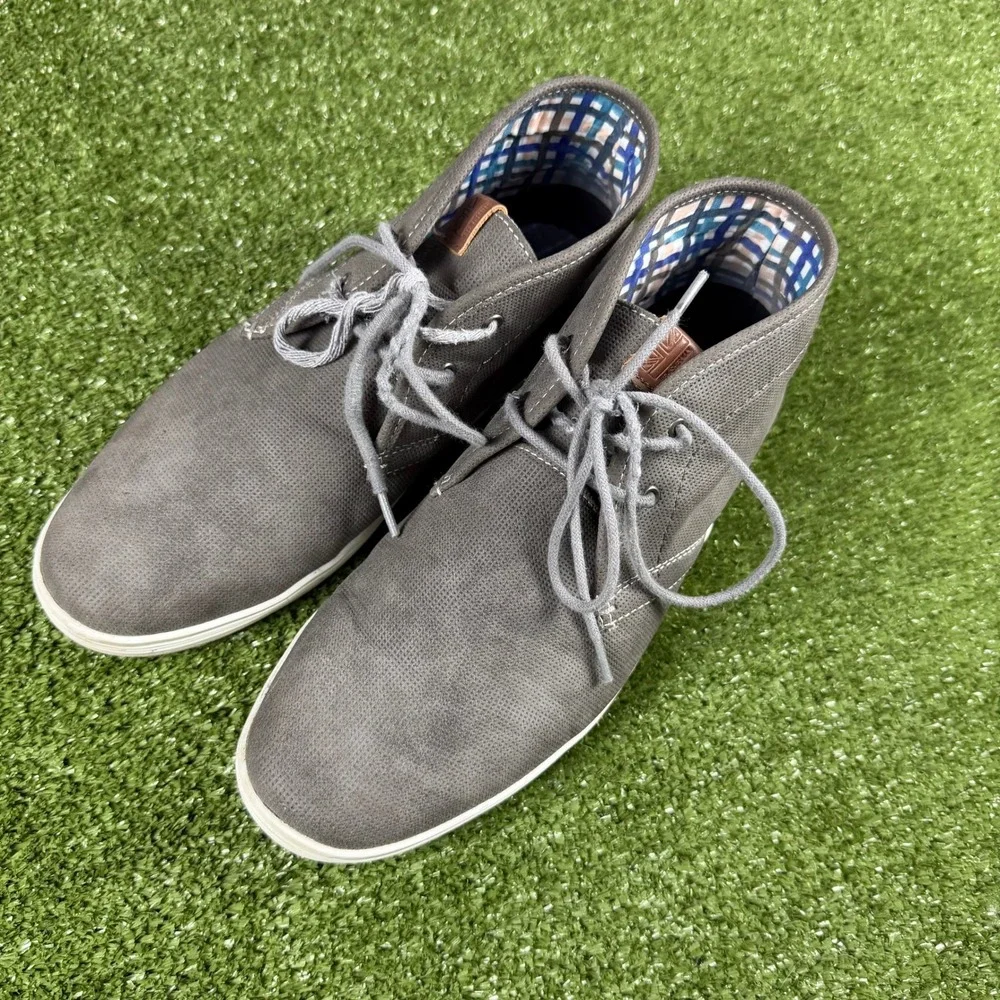 Ben Sherman Mens Grey Perforated Chukka Boots Mid Top Sneakers Size 8.5